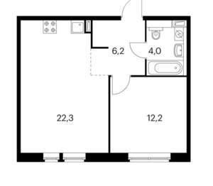 1-к квартира, вторичка, 44м2, 11/16 этаж