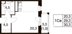 Студия квартира, вторичка, 30м2, 15/18 этаж