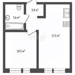 1-к квартира, вторичка, 35м2, 6/25 этаж