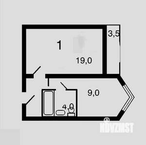 1-к квартира, вторичка, 37м2, 12/19 этаж