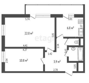 2-к квартира, вторичка, 50м2, 7/14 этаж