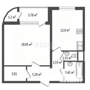 1-к квартира, вторичка, 47м2, 8/15 этаж
