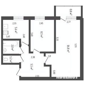 2-к квартира, вторичка, 43м2, 5/5 этаж