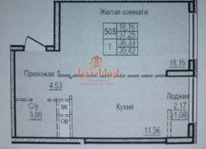 1-к квартира, вторичка, 37м2, 3/25 этаж