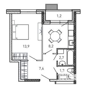 1-к квартира, вторичка, 35м2, 15/17 этаж