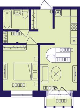 2-к квартира, строящийся дом, 36м2, 20/23 этаж