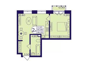1-к квартира, вторичка, 36м2, 2/17 этаж