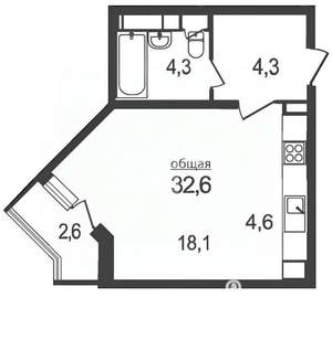 Студия квартира, вторичка, 33м2, 20/22 этаж