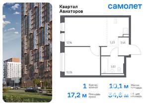 1-к квартира, вторичка, 35м2, 14/17 этаж