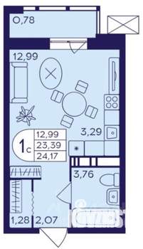 Студия квартира, вторичка, 24м2, 14/21 этаж