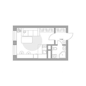 Студия квартира, вторичка, 24м2, 12/25 этаж