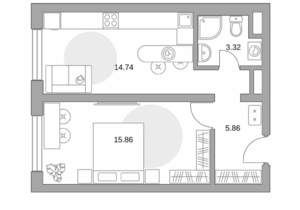 1-к квартира, строящийся дом, 40м2, 8/17 этаж