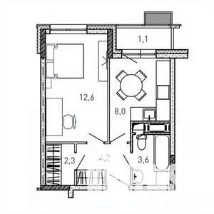 1-к квартира, вторичка, 32м2, 16/17 этаж