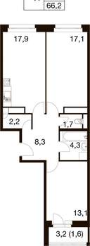 3-к квартира, вторичка, 64м2, 16/17 этаж