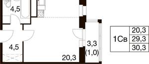 Студия квартира, вторичка, 30м2, 9/17 этаж