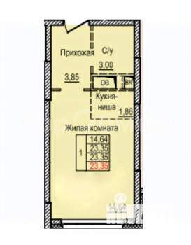 Студия квартира, вторичка, 24м2, 16/26 этаж