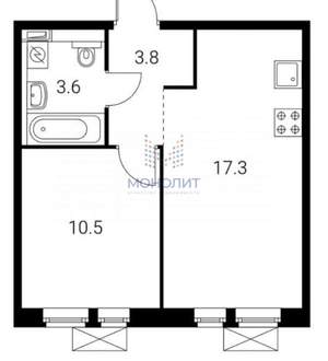 1-к квартира, вторичка, 35м2, 6/25 этаж