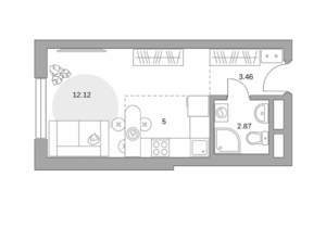 Студия квартира, вторичка, 23м2, 13/17 этаж