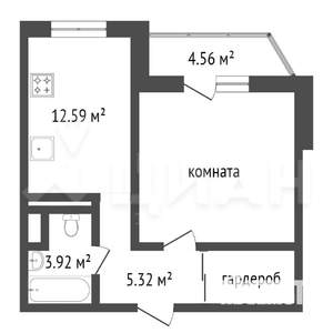 1-к квартира, вторичка, 47м2, 4/14 этаж
