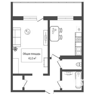 1-к квартира, вторичка, 41м2, 6/13 этаж