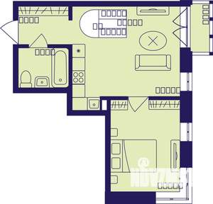 2-к квартира, вторичка, 35м2, 22/23 этаж