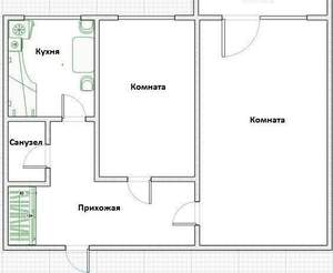 2-к квартира, вторичка, 43м2, 3/9 этаж