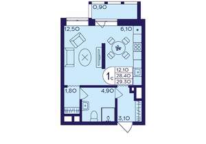 Студия квартира, вторичка, 29м2, 4/23 этаж