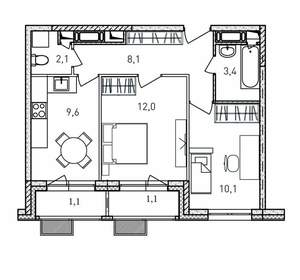 2-к квартира, вторичка, 48м2, 5/17 этаж
