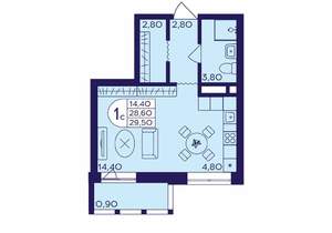 Студия квартира, вторичка, 30м2, 9/23 этаж