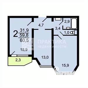 2-к квартира, вторичка, 60м2, 8/22 этаж