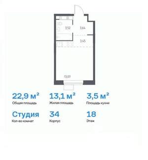 Студия квартира, вторичка, 23м2, 4/32 этаж