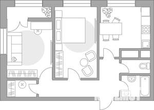 2-к квартира, строящийся дом, 54м2, 23/25 этаж