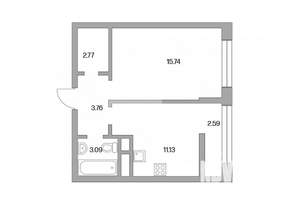 1-к квартира, вторичка, 41м2, 24/25 этаж