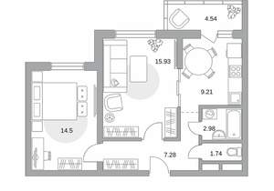 2-к квартира, вторичка, 56м2, 8/17 этаж