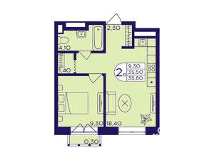 1-к квартира, вторичка, 36м2, 2/17 этаж
