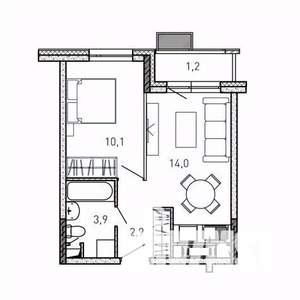 1-к квартира, вторичка, 32м2, 3/17 этаж