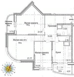 3-к квартира, вторичка, 90м2, 23/25 этаж
