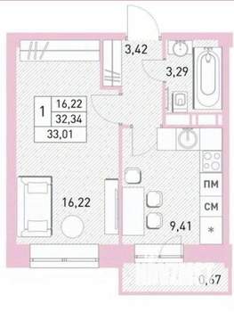 Студия квартира, вторичка, 33м2, 5/18 этаж