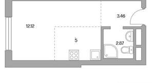 Студия квартира, вторичка, 24м2, 6/25 этаж