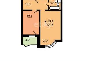 1-к квартира, вторичка, 49м2, 23/25 этаж