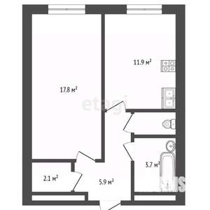 1-к квартира, вторичка, 43м2, 2/6 этаж