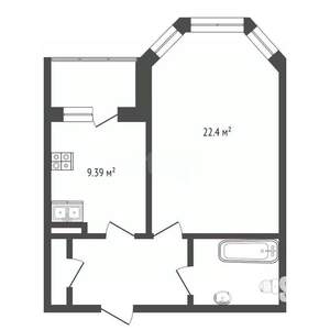 1-к квартира, вторичка, 47м2, 4/6 этаж