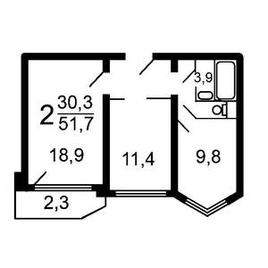 2-к квартира, вторичка, 52м2, 6/17 этаж