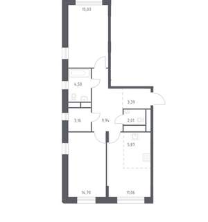 2-к квартира, вторичка, 70м2, 9/22 этаж