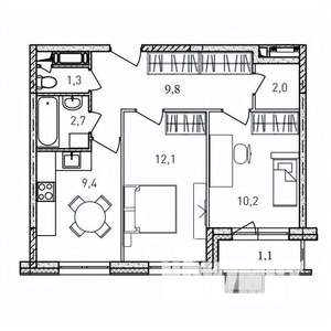 2-к квартира, вторичка, 49м2, 14/17 этаж