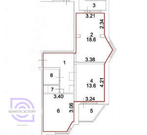 2-к квартира, вторичка, 64м2, 22/22 этаж