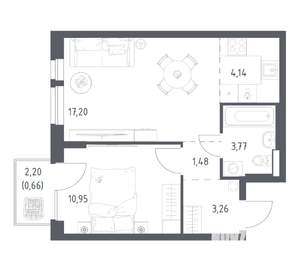 1-к квартира, вторичка, 41м2, 13/17 этаж
