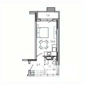 Студия квартира, вторичка, 24м2, 8/17 этаж