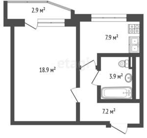1-к квартира, вторичка, 42м2, 6/17 этаж