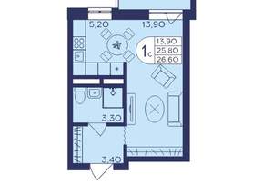 Студия квартира, вторичка, 27м2, 10/17 этаж